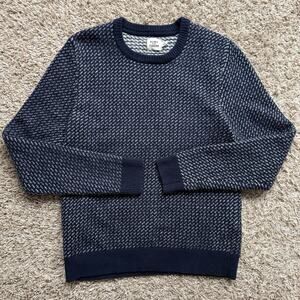 Flint and Tinder Sweater Men's Size M Nordic Birdseye Merino Wool Crewneck Navy